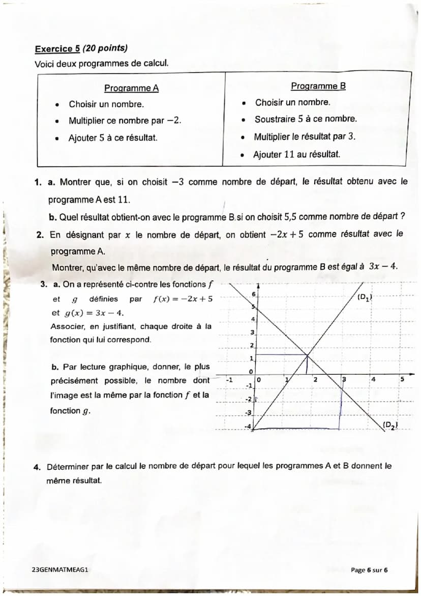 DIPLÔME NATIONAL DU BREVET
SESSION 2023
MATHÉMATIQUES
Durée de l'épreuve : 2 h 00
Série générale
23GENMATMEAG1
Dès que le sujet vous est rem