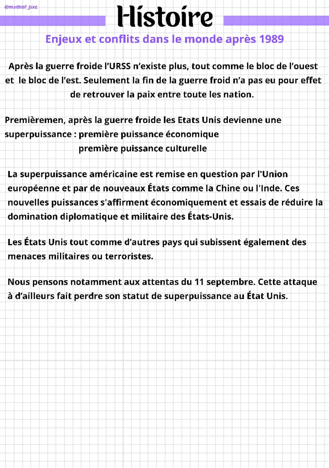 Enjeux et conflits dans le monde après 1989