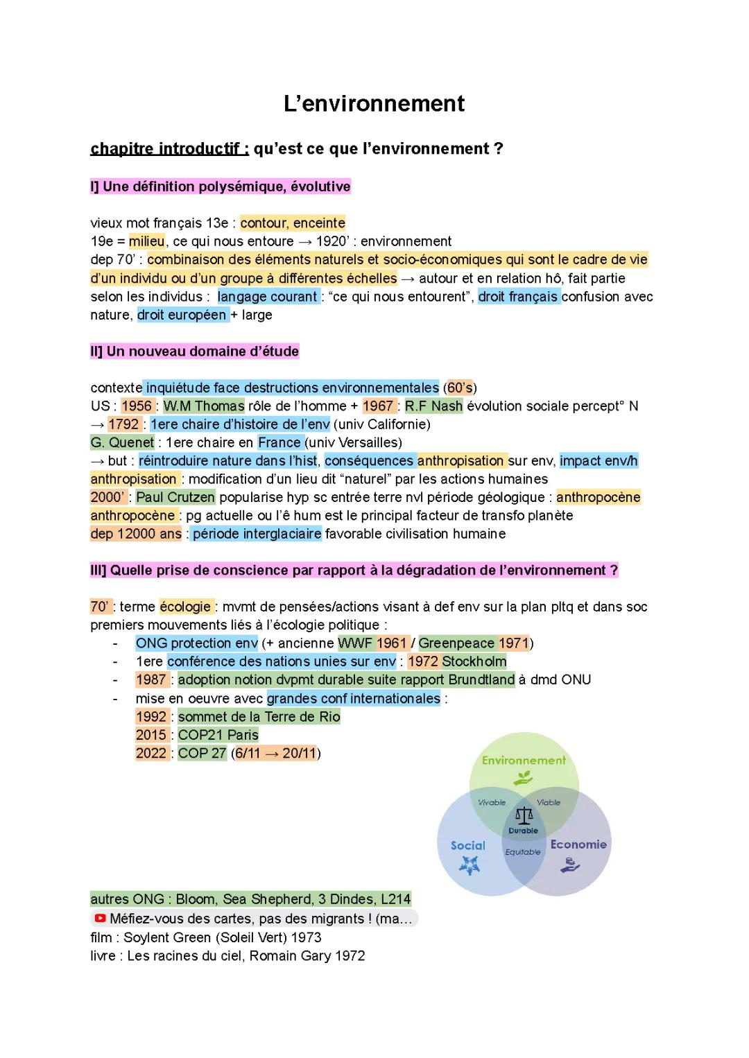 Comprendre l'Environnement: Définition Évolutive et Impact de l'Anthropisation