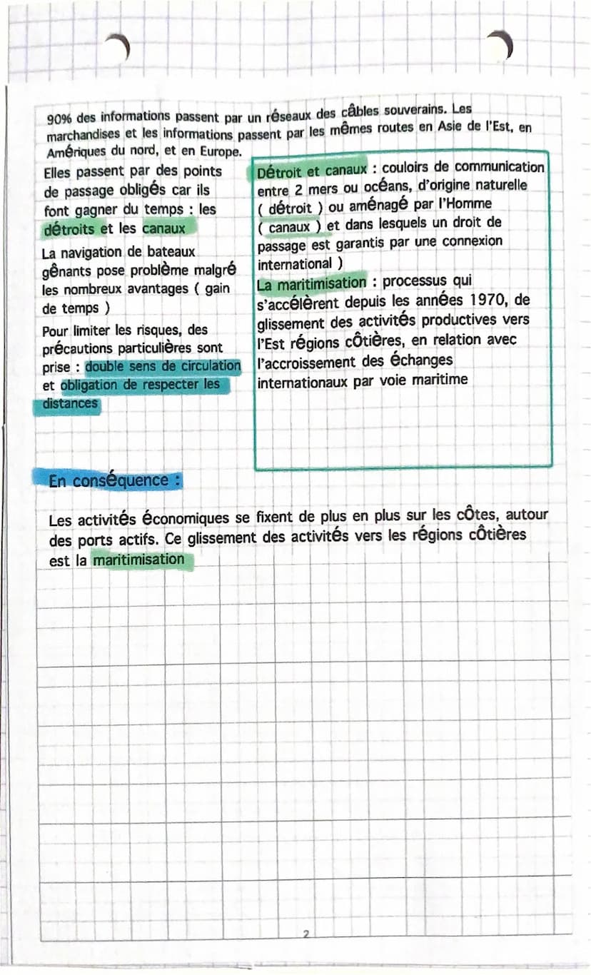 C
Chapitre 1 géographie : mer et océan
INTRODUCTION:
Mers et oceans sont au cœur de la mondialisation
Mondialisation : mise en
relation étro