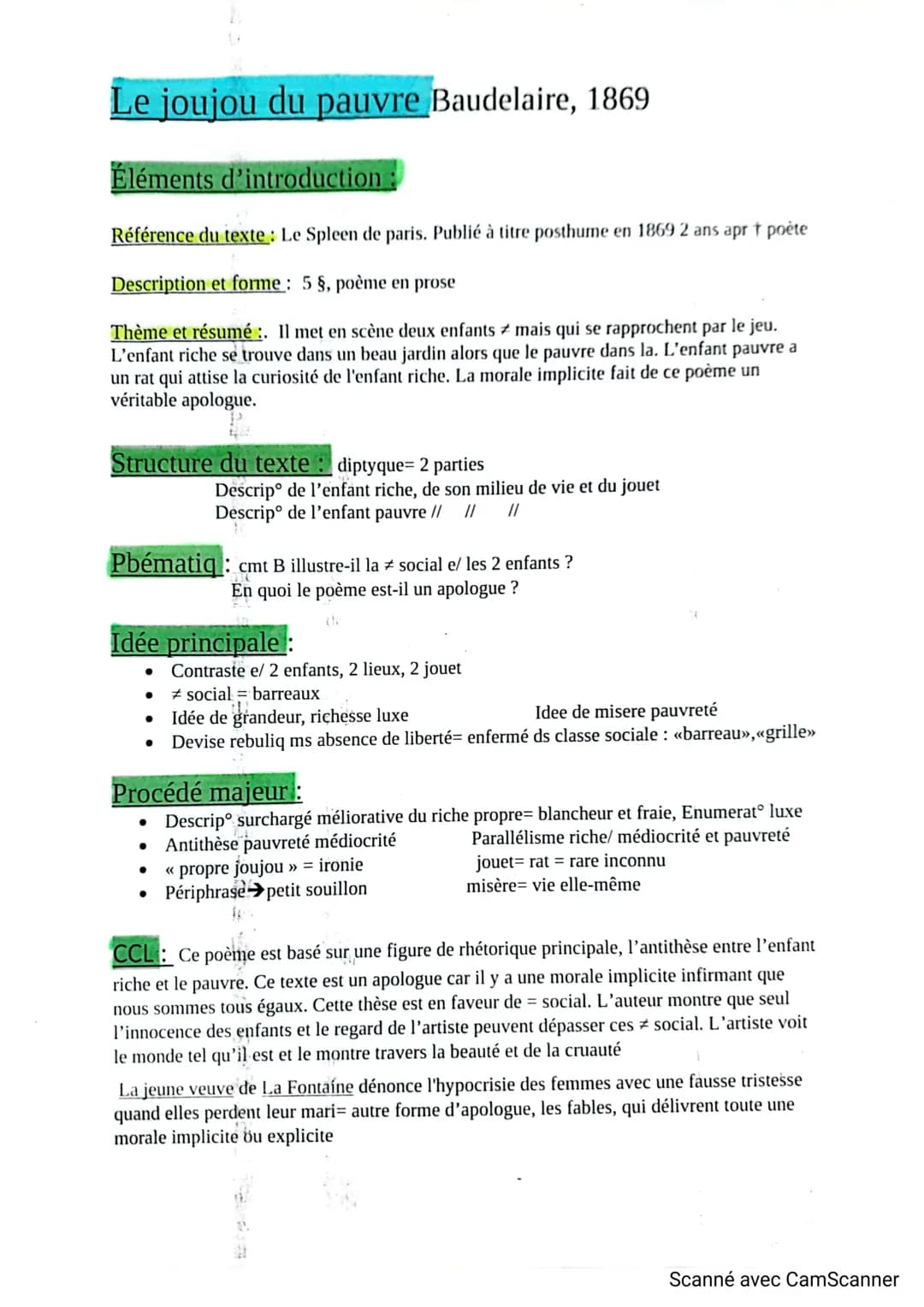 le joujou du pauvre Baudelaire analyse linéaire   