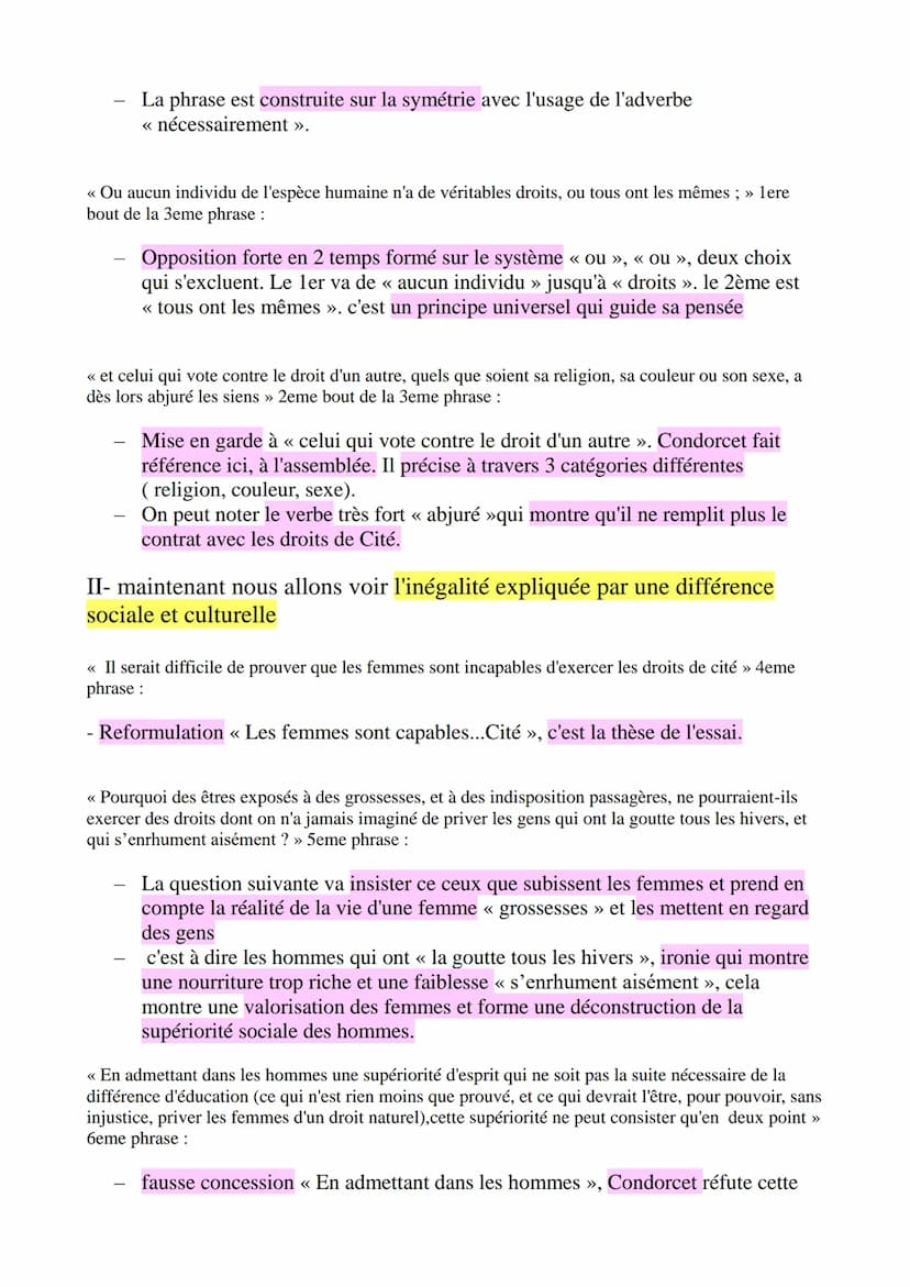 Analyse linéaire
Condorcet, Sur l'admission des femmes au droits de cité
Introduction
Les Lumières est un courant littéraire, intellectuel, 