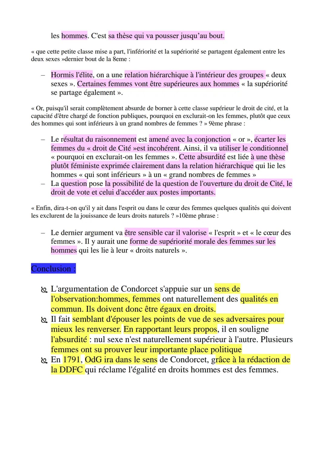 Analyse linéaire
Condorcet, Sur l'admission des femmes au droits de cité
Introduction
Les Lumières est un courant littéraire, intellectuel, 