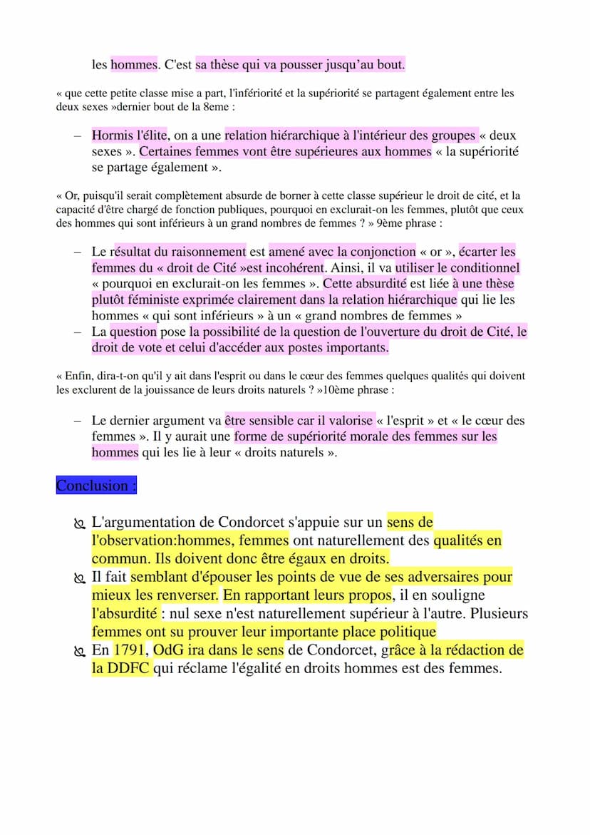 Analyse linéaire
Condorcet, Sur l'admission des femmes au droits de cité
Introduction
Les Lumières est un courant littéraire, intellectuel, 