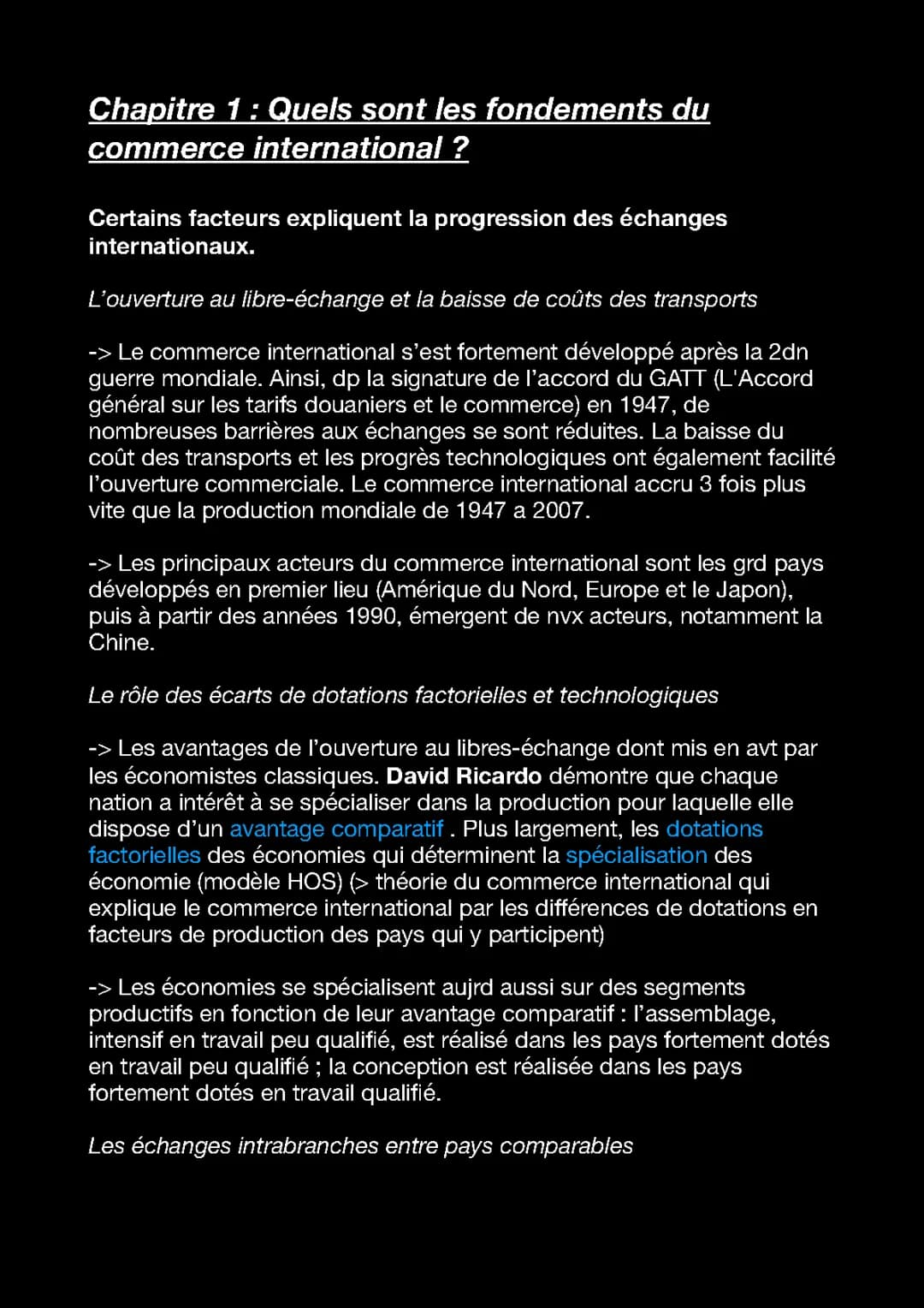 Ses : Les fondements du commerce international