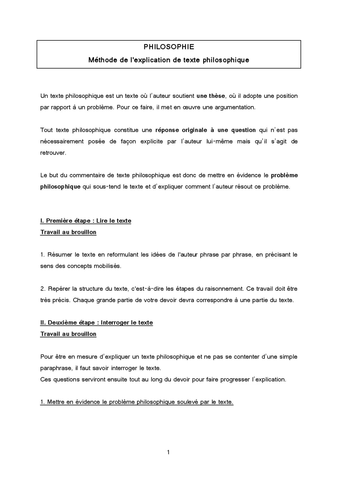 Méthodologie explication de texte philo - PDF avec exemples corrigés