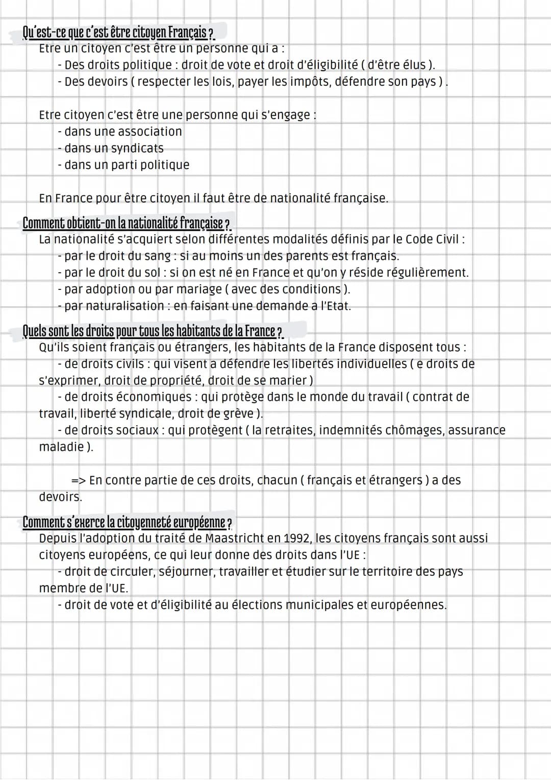 EmC
tode
Etre citoyen en France et en Europe
Pour être citoyen français il faut être majeure et avoir la nationalité française.
L'ensemble d
