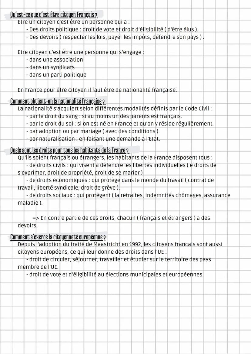 EmC
tode
Etre citoyen en France et en Europe
Pour être citoyen français il faut être majeure et avoir la nationalité française.
L'ensemble d