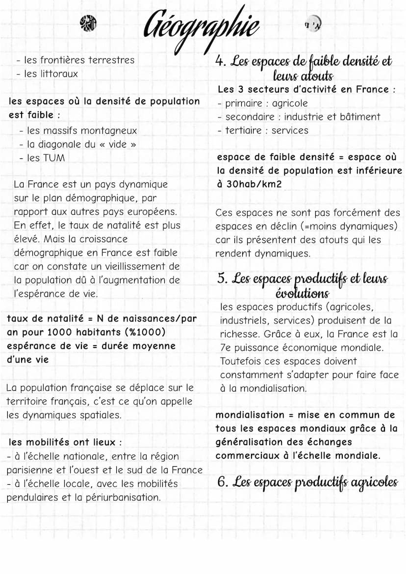 Géographie
1. Les aires urbaines en France
En France, 9 français sur 10 habitent en
milieu urbain.
Un espace urbain désigne un espace
où le 