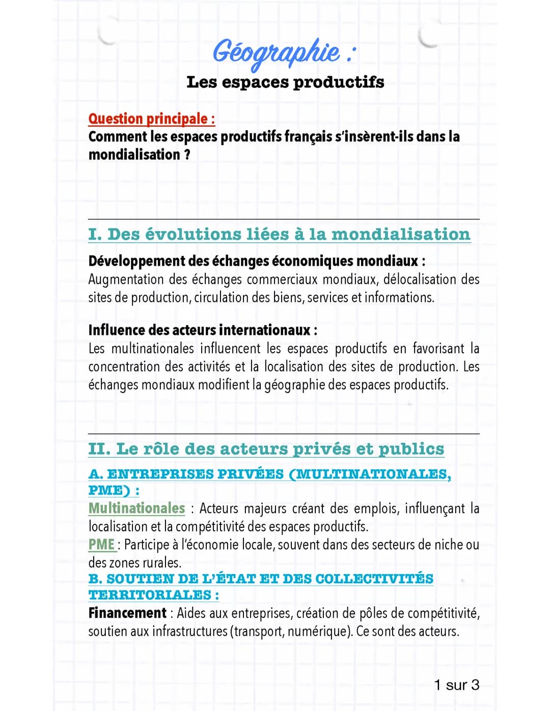 Les espaces productifs