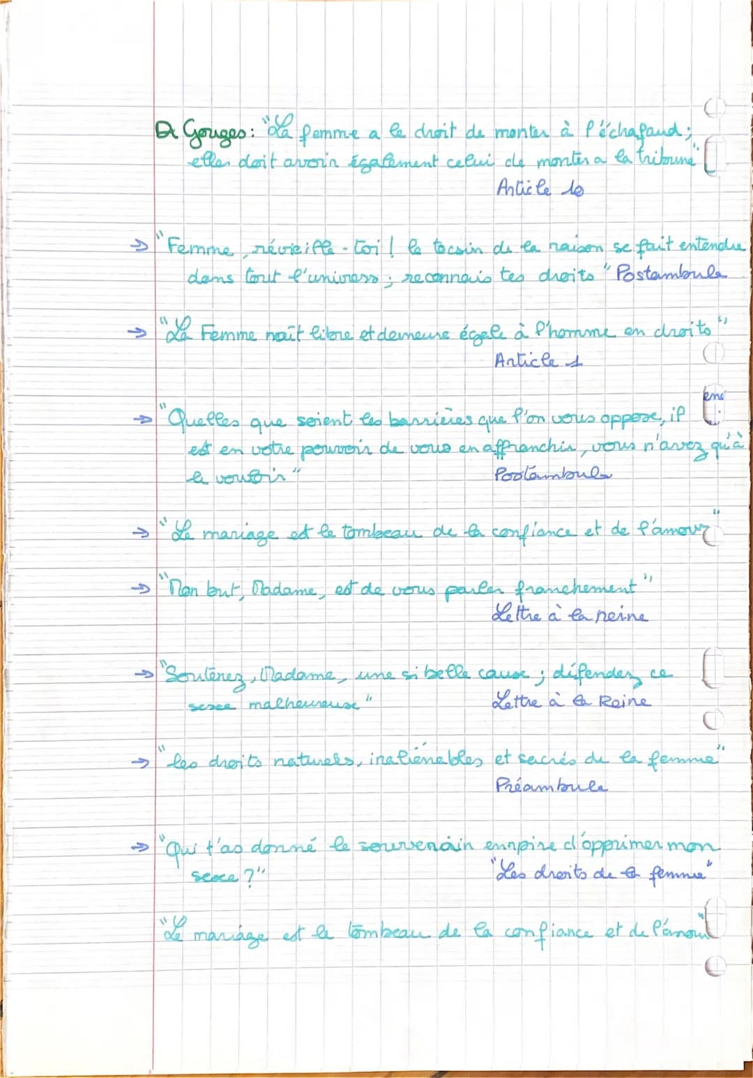 Parcours Ecrine et combattre pour l'égalité
De Gouges : La Déclaration des droits de la femme et de la citoyenne
Michel: Les Mémoines
De Bea