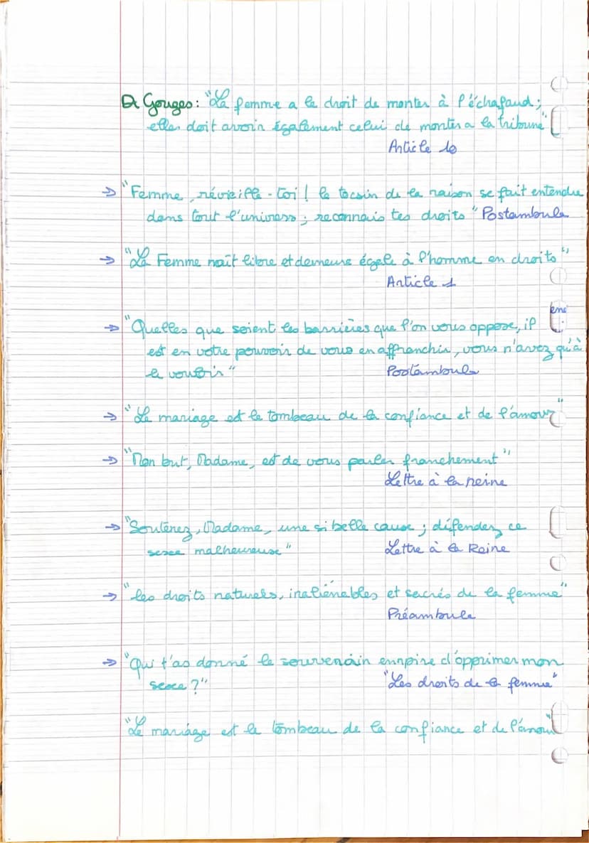 Parcours Ecrine et combattre pour l'égalité
De Gouges : La Déclaration des droits de la femme et de la citoyenne
Michel: Les Mémoines
De Bea
