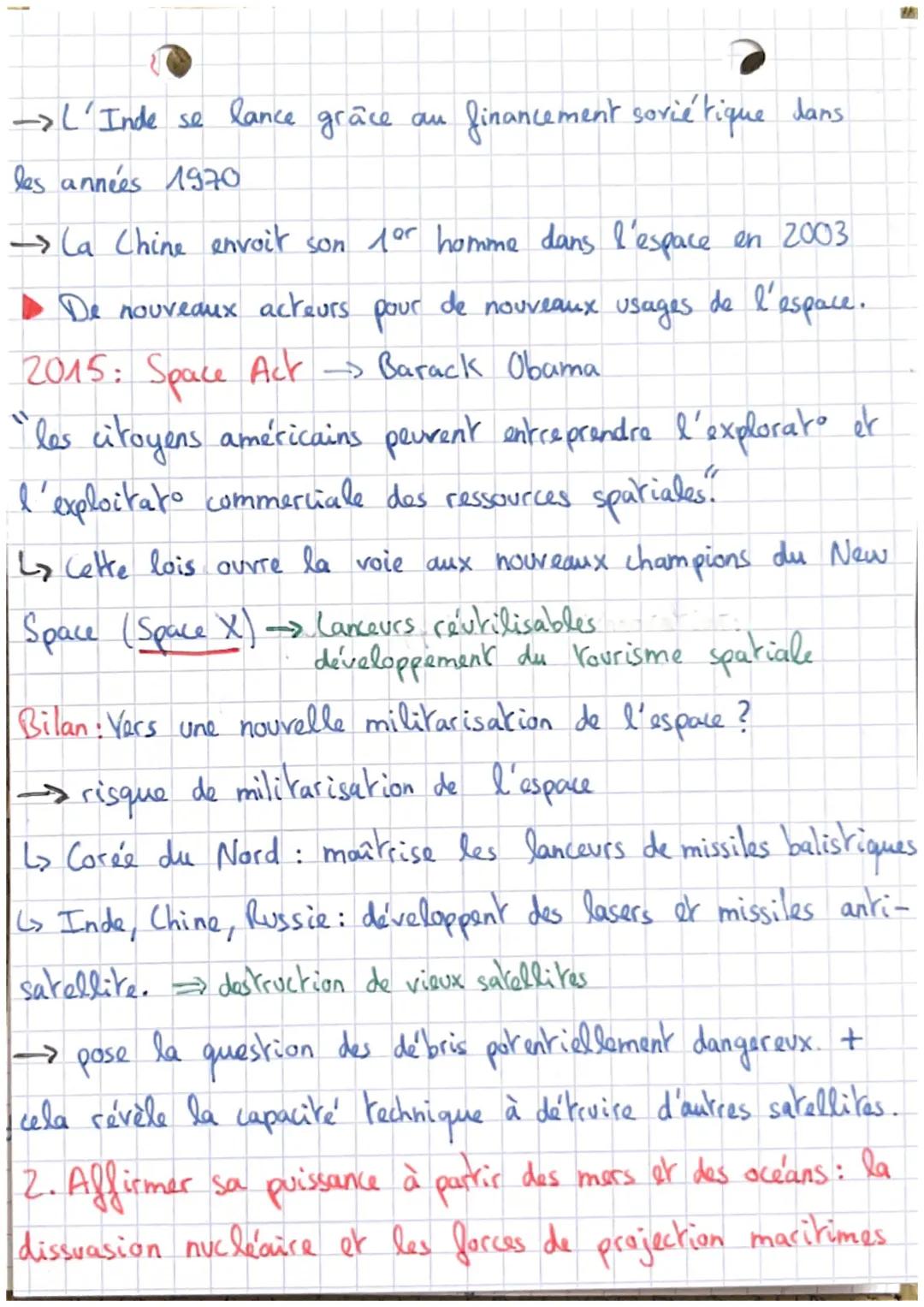 Axe 1: Conquêtes, affirmations de
puissance et rivalite's
1. Les enjeux géopolitiques d'une conquête : la course à l'espace.
des années 1950
