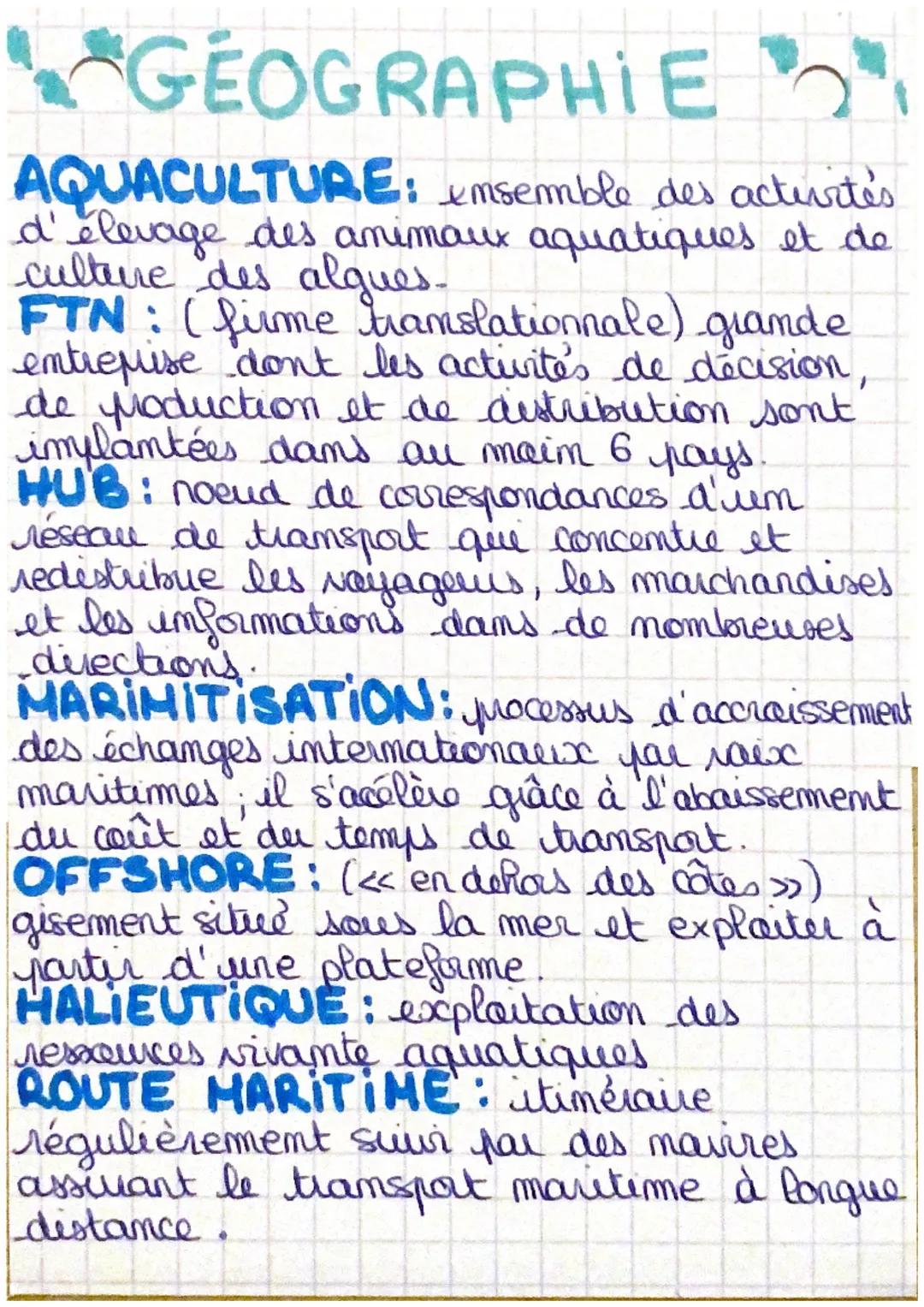 Définition mers et océan terminale 