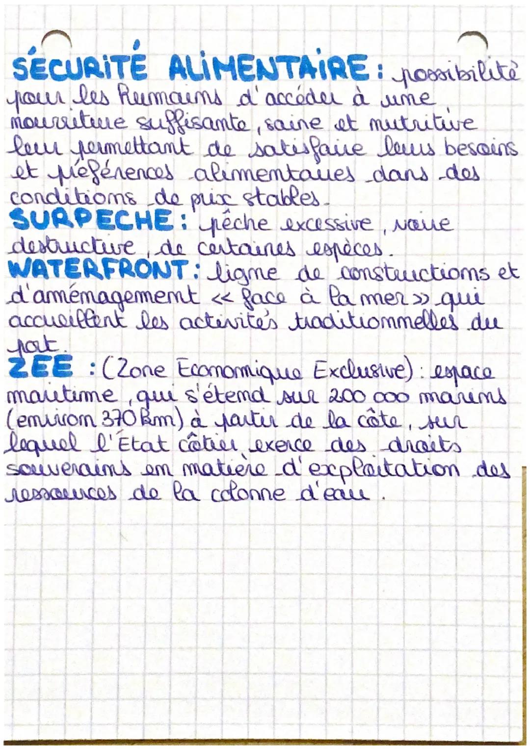# GÉOGRAPHIE

AQUACULTURE: ensemble des activité's
d'élevage des amimaux aquatiques et de
culture des alques-

FTN: (firme translationnale) 