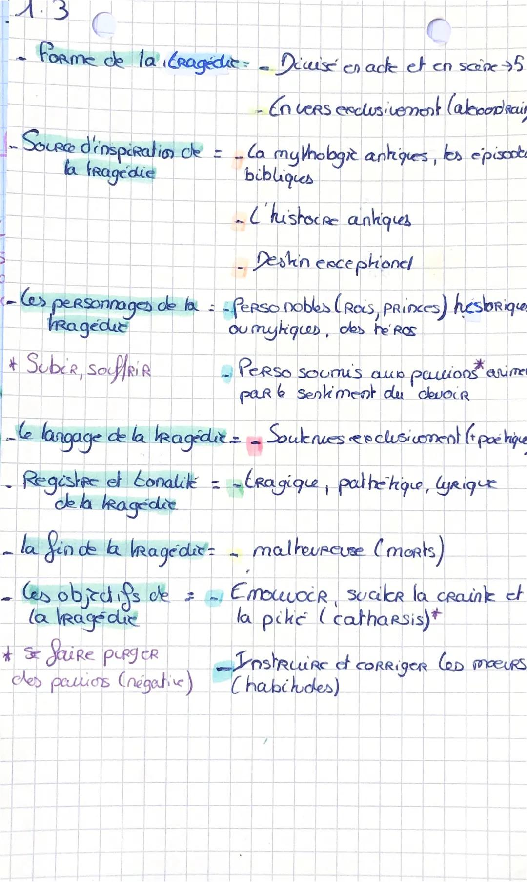 • La tragédie classique.
• 3 grands dramaturge du 17
- Molière (comedie)
Corneille (comedie-tragedie - FRajce - comédie)
- Racine (tragédie)