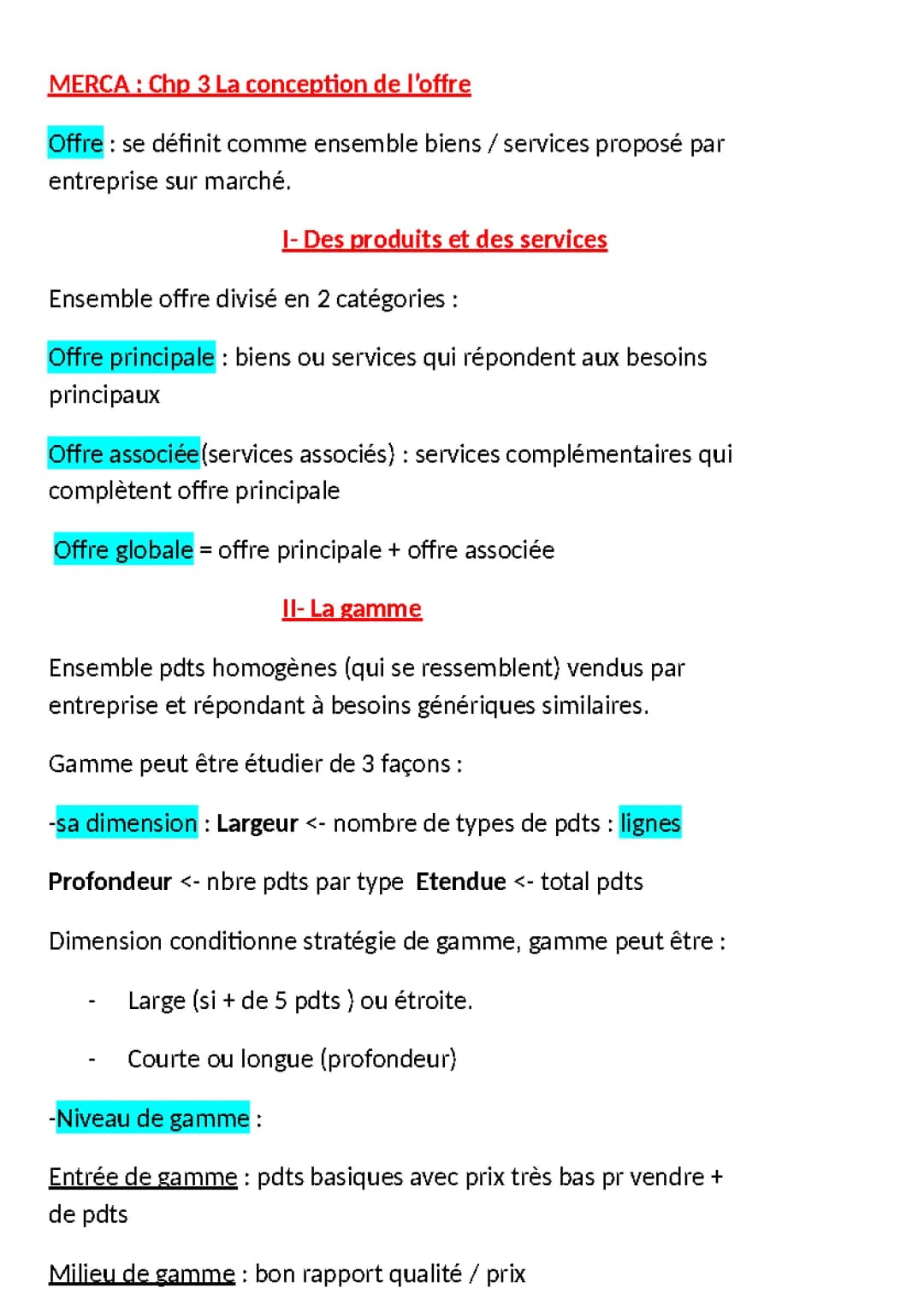 Exemples et définitions de l'offre de produits et de services