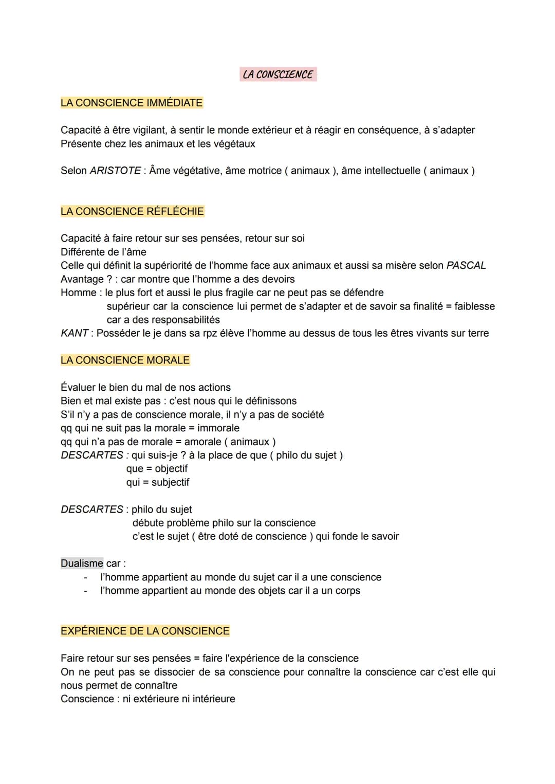 LA CONSCIENCE IMMÉDIATE
Capacité à être vigilant, à sentir le monde extérieur et à réagir en conséquence, à s'adapter
Présente chez les anim