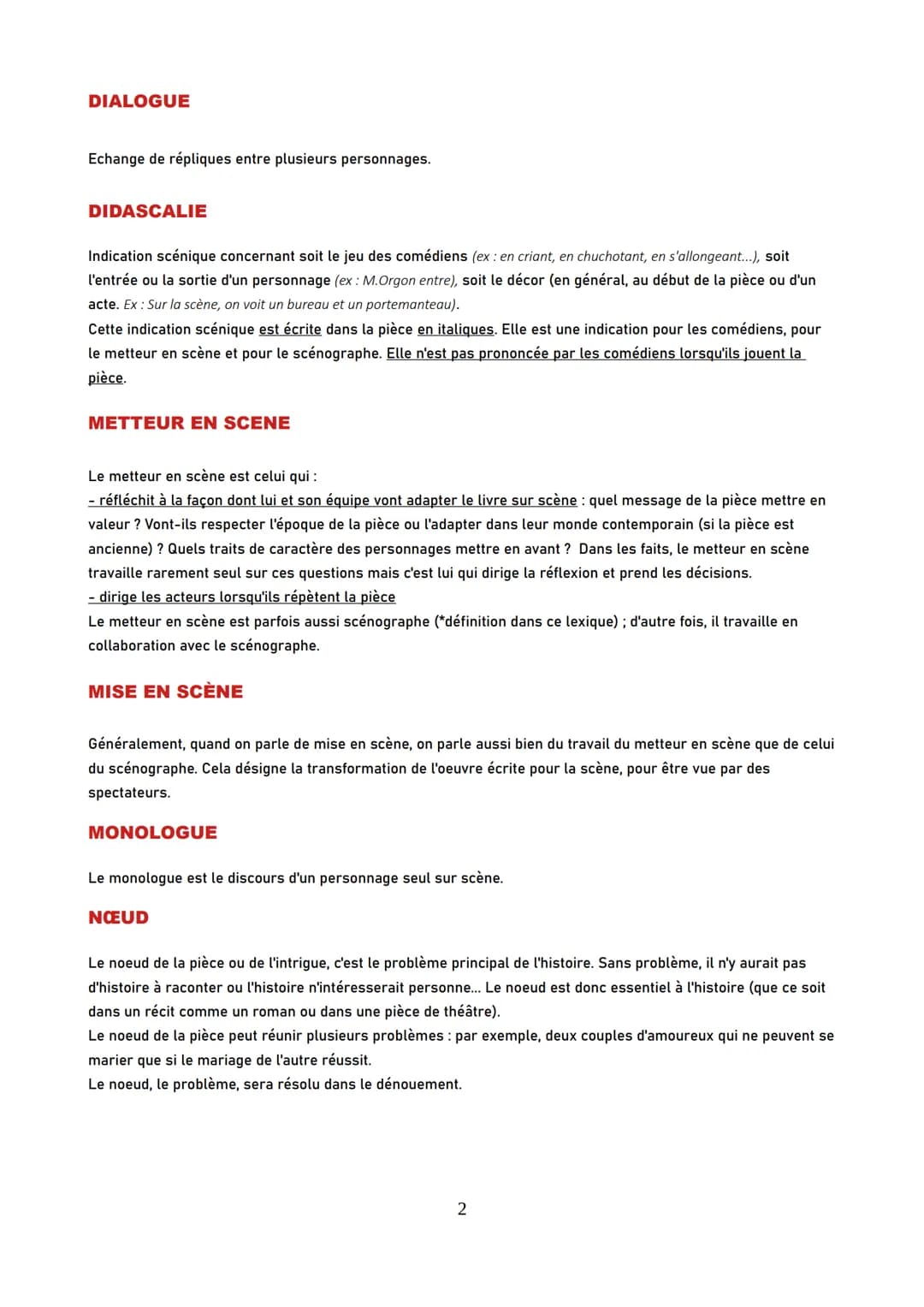 ACTE
Petit lexique du théâtre
Une pièce de théâtre est généralement divisée en plusieurs actes (les pièces classiques comportent trois ou
ci