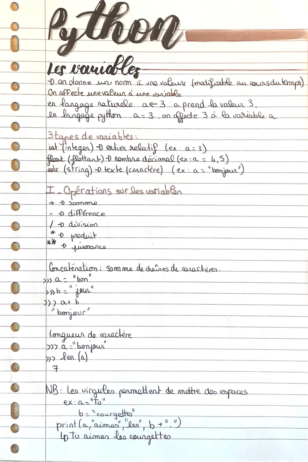 Python
Les variables
-D on donne un nom à une valeur (modifiable.
On affecte unevaleur à une variable.
en
langage naturele af 3: a prend la 