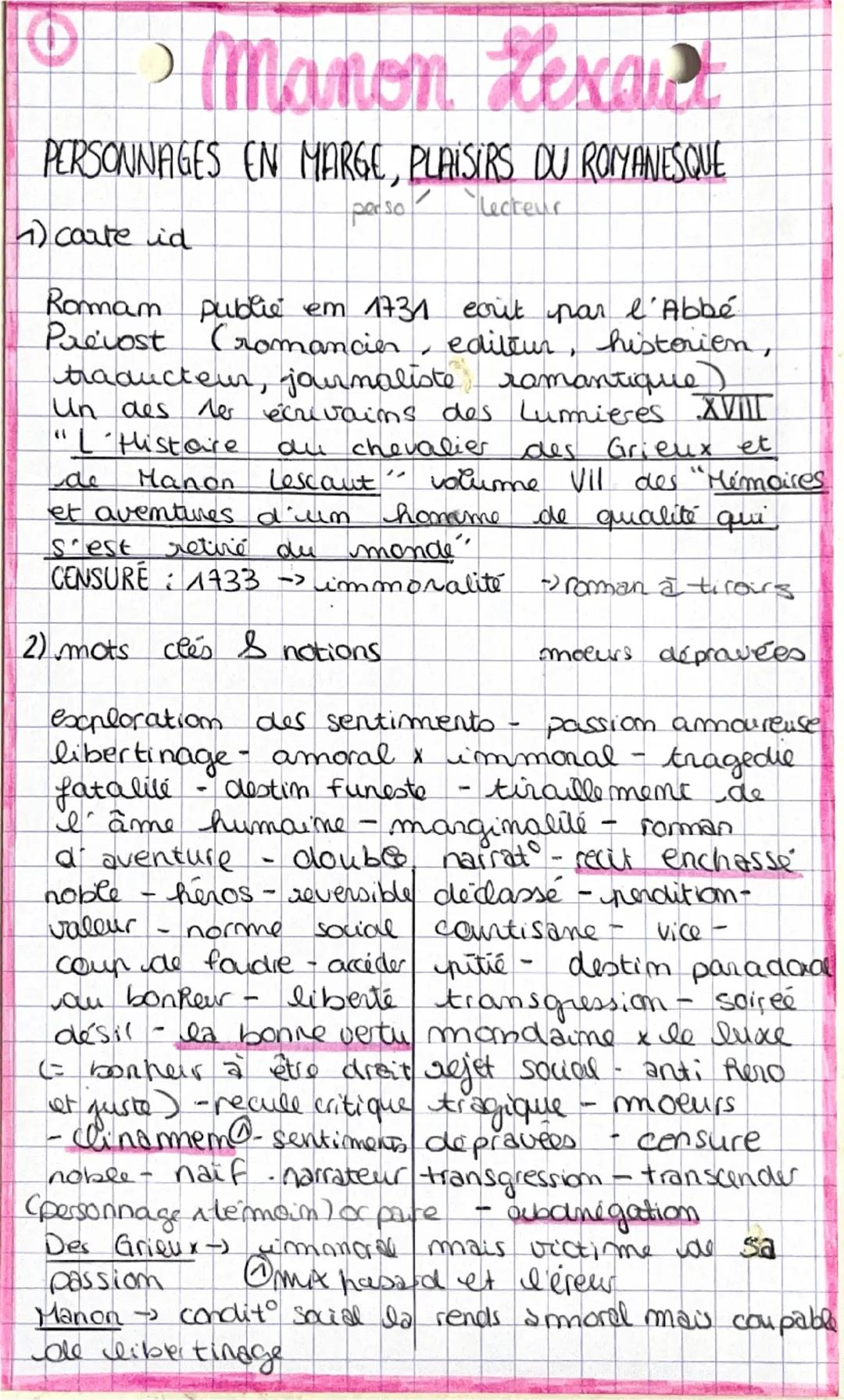 ◎ Manon Lexant

PERSONNAGES EN MARGE, PLAISIRS DU ROMANESQUE

porso lecteur

1) carte id

Romam publie em 1731 coit par l'Abbé
Prévost Croma