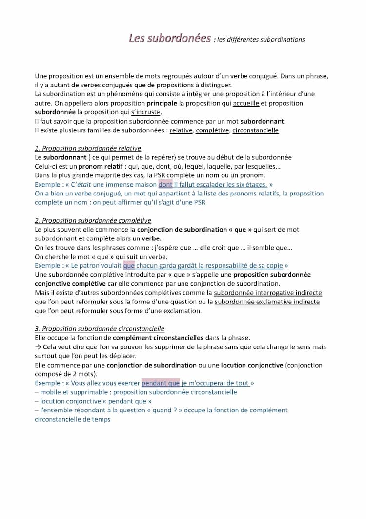 Know Les subordonnées  thumbnail