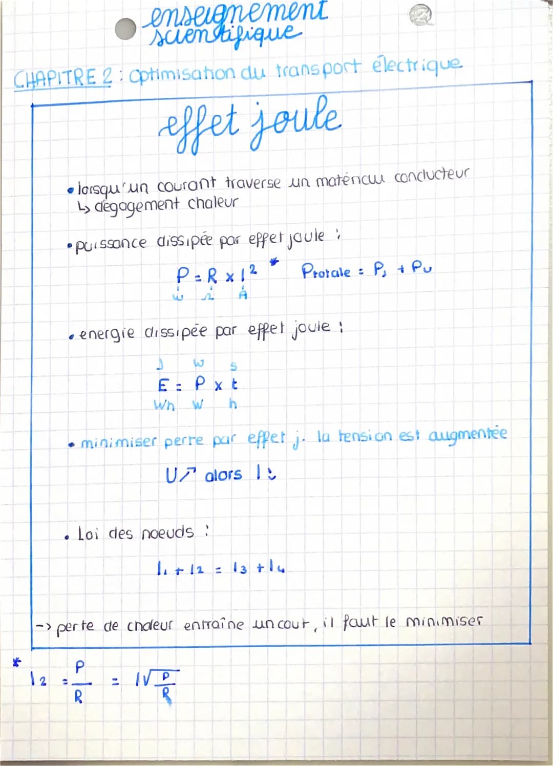 enseignement
scientifique
CHAPITRE 2: Optimisation du transport électrique
effet joule
• lorsqu'un courant traverse un maténcul conclucteur
