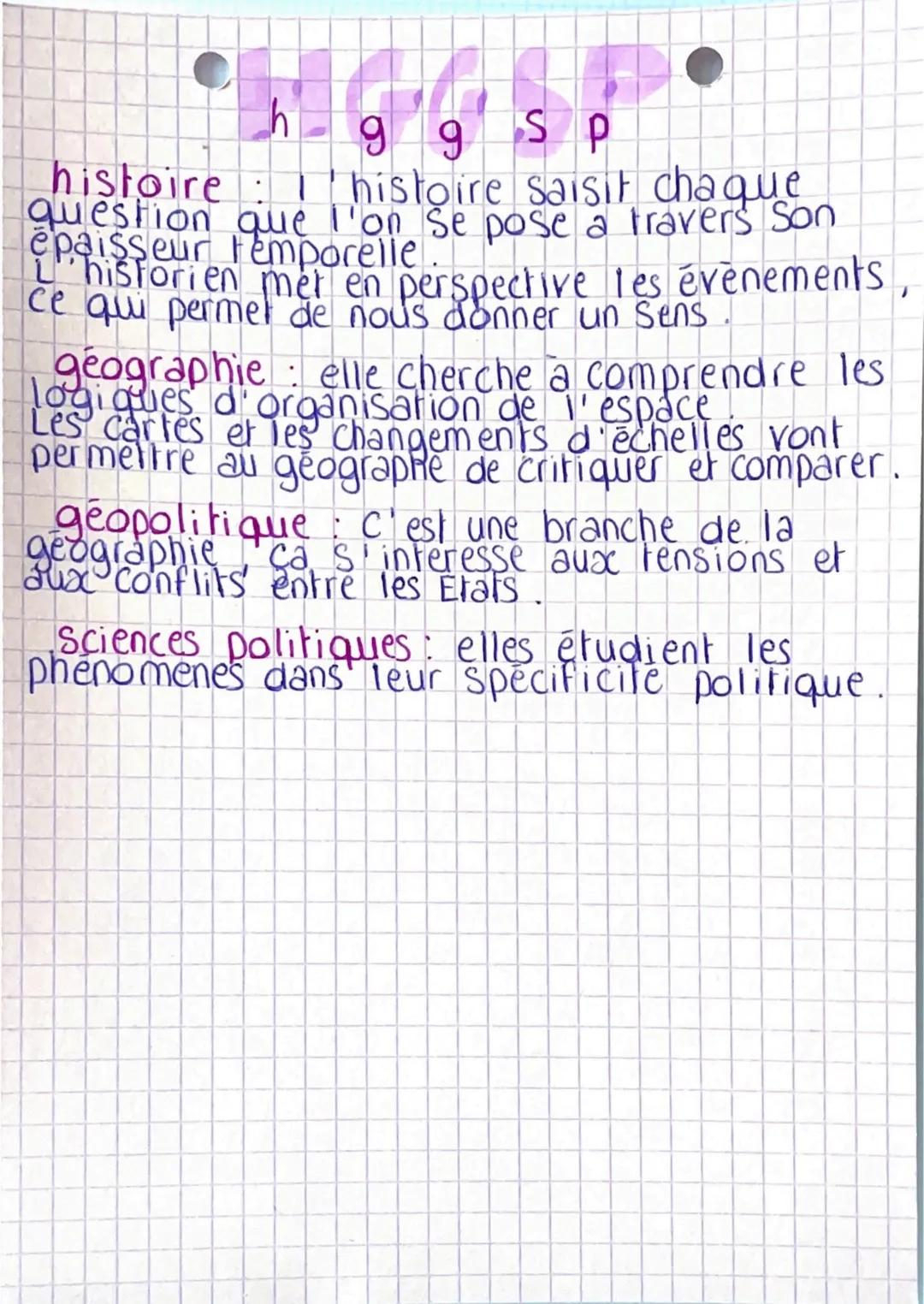 h g g s p
question que l'on se pose a travers Son
epaisseur temporelle.
ce historien met en perspective les événements
de
géographie elle ch