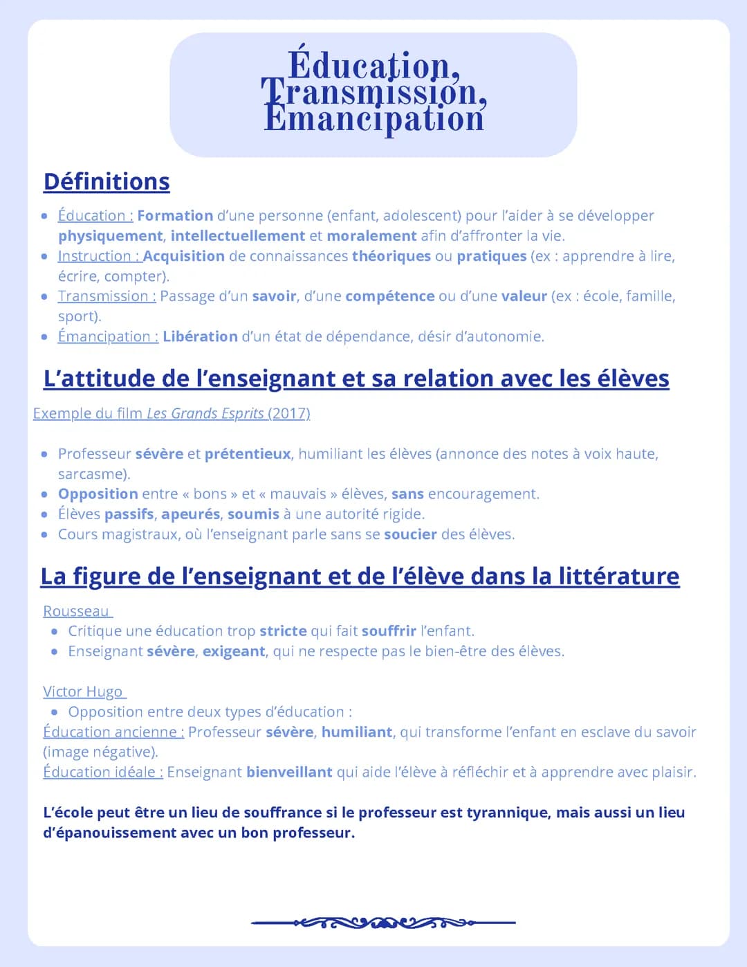 éducation, transmission, émancipation