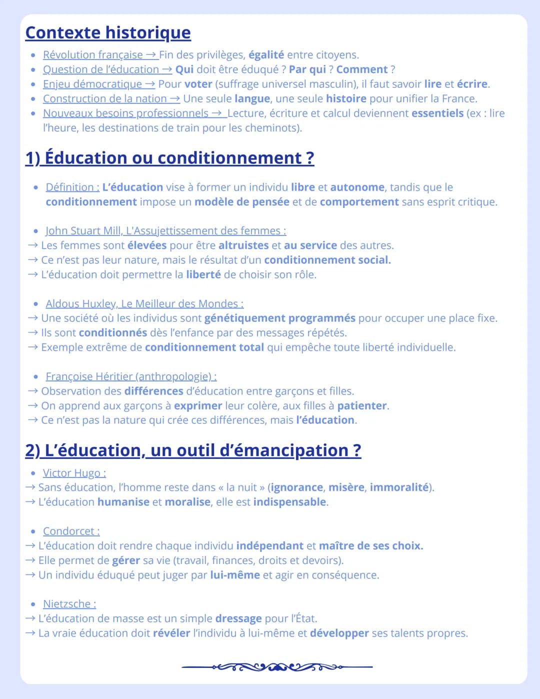 --- OCR Start ---
Éducation,
Transmission,
Emancipation
Définitions
• Éducation: Formation d'une personne (enfant, adolescent) pour l'aider 
