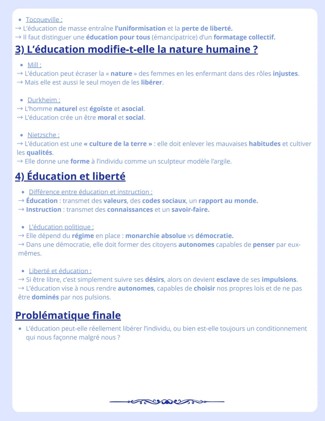 --- OCR Start ---
Éducation,
Transmission,
Emancipation
Définitions
• Éducation: Formation d'une personne (enfant, adolescent) pour l'aider 