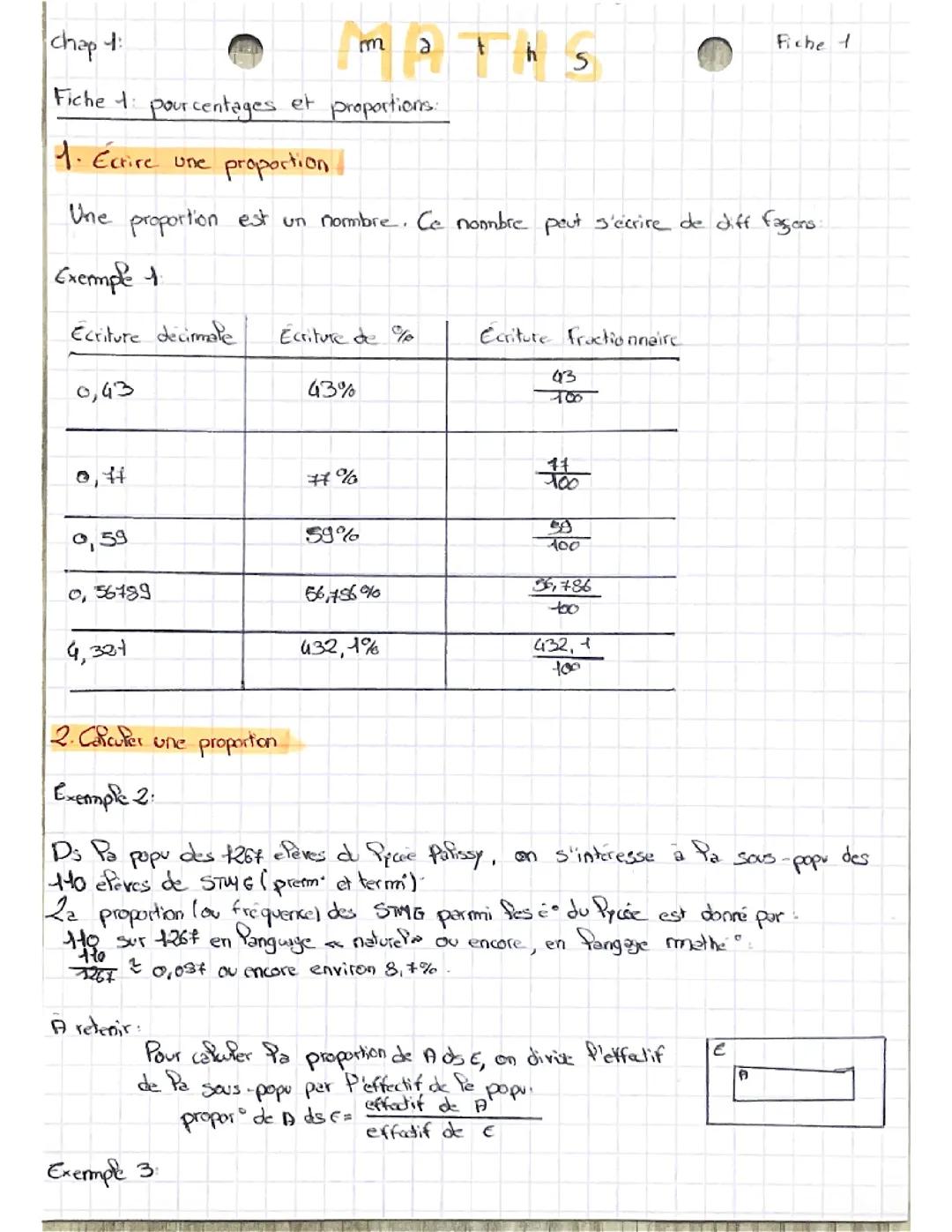 Pourcentages et proportions 