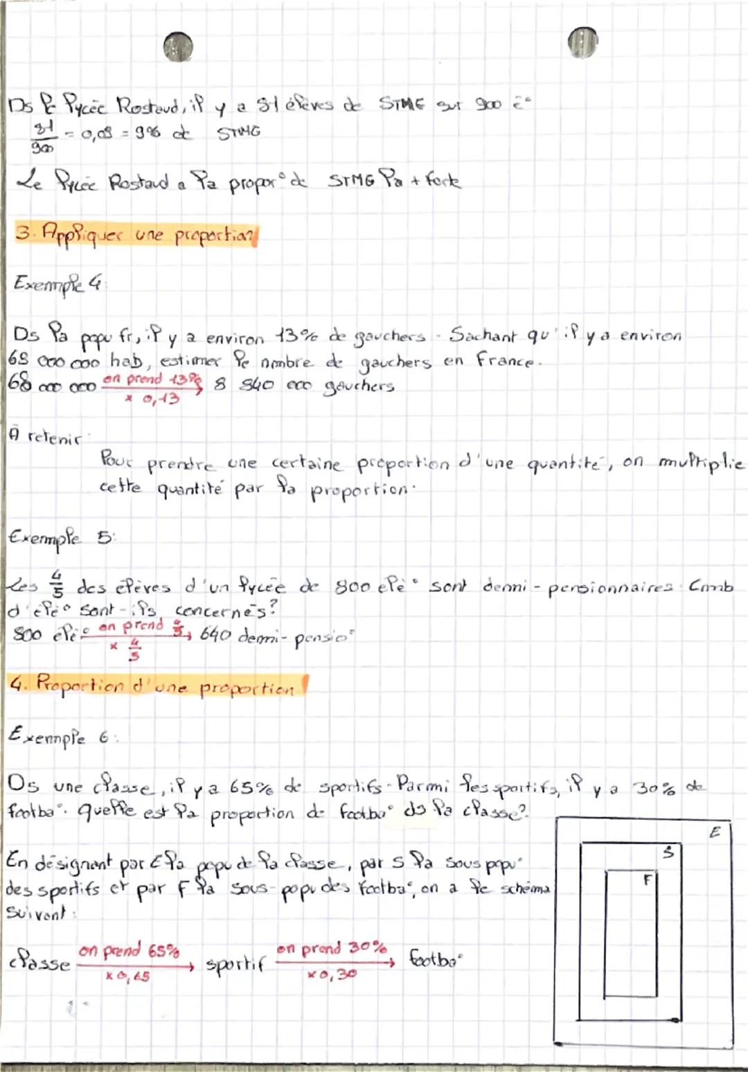 chap 1:
maths
Fiche t
S
Fiche 1: pourcentages et proportions:
1. Ectire une proportion
Une proportion est un nombre. Ce nombre peut s'écrire