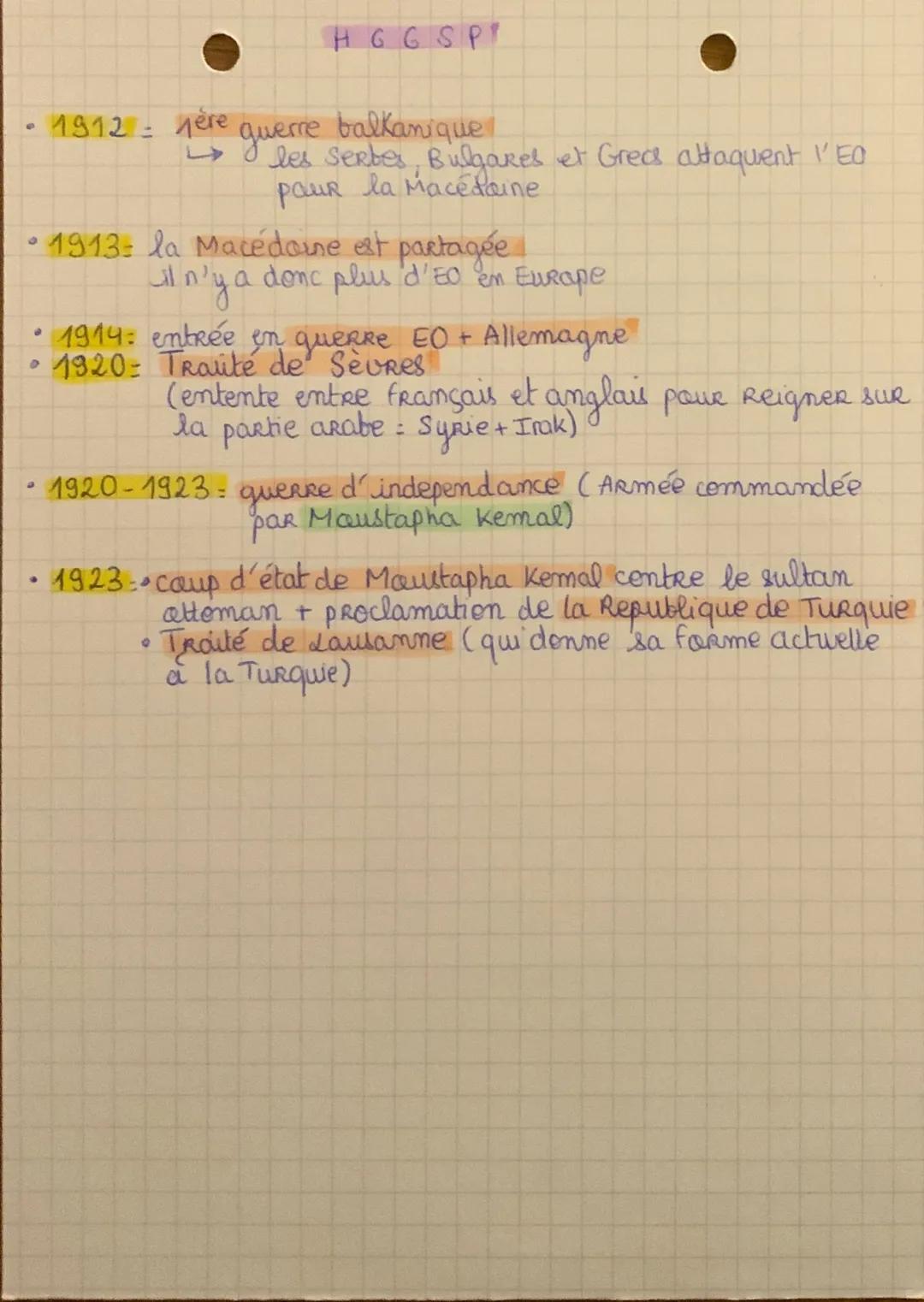 A) HISTOIRE
1300 création de la principauté attomane (autonome)
(CRéée par les seldjoukides, des turcs / elle s'
appelle attomane car son fo