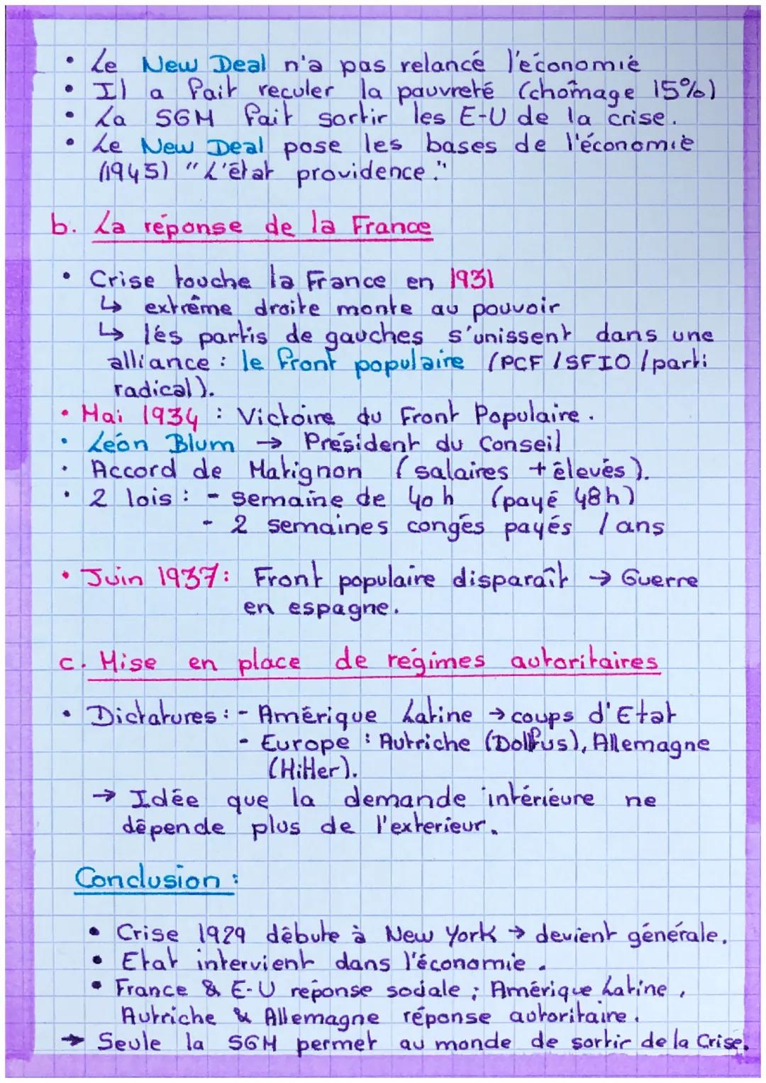 Crise 1929
Comment la crise de 1929 boulverse-t-elle
l'économie et les sociétés du monde entier ?
Contexte
• 1929 → le monde se remet de la 