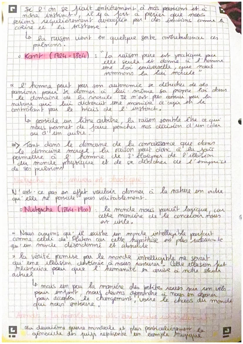 la raison
I La raison comme le socle de la morale et de la
Condissance
Platon (428-348 av. 5.C). il existe principalement deux
le monde inte