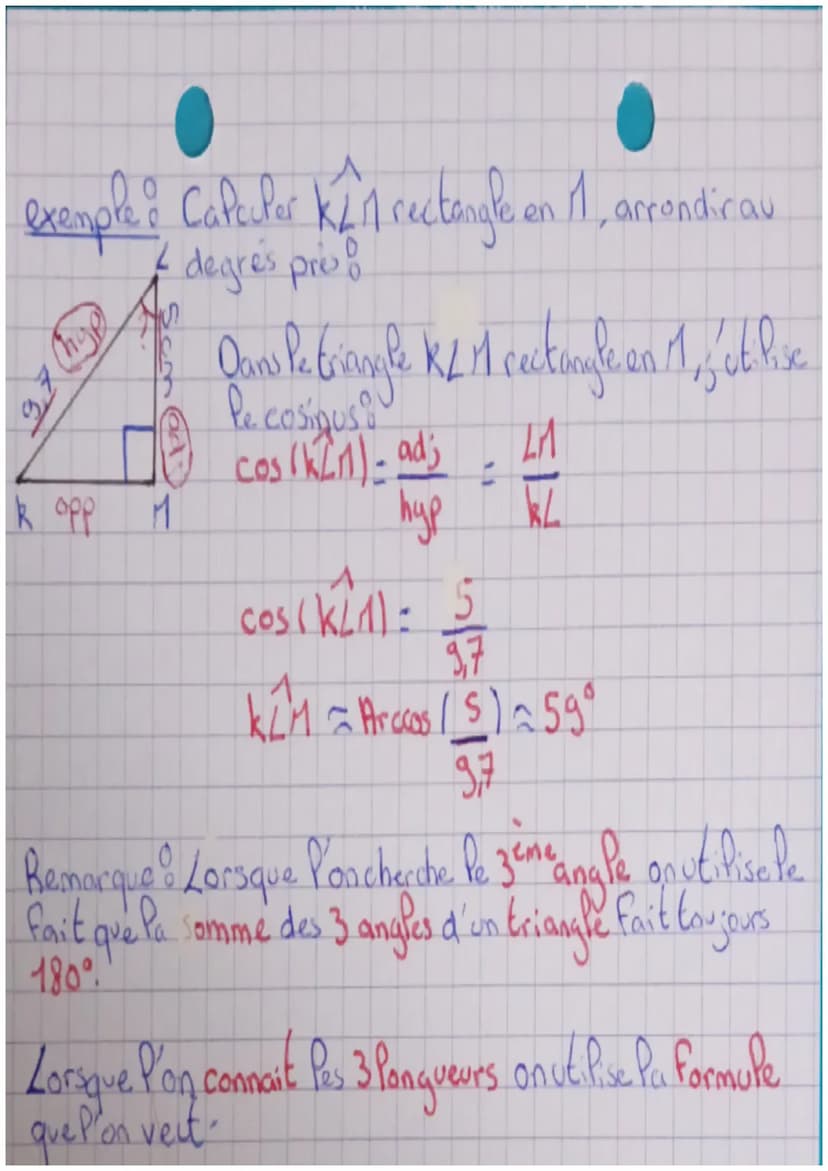 MATHS
Cosinus, sinus, tangente d'un angle aigu
I-Vocabulaire
A
B [AB] côté ad acent
hypothenuse [CBS
[AB] côte opposé
II-Formules trigonomét