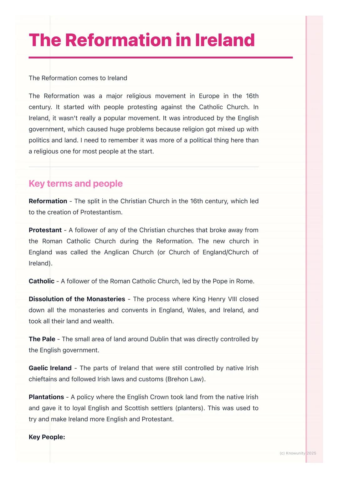 # The Reformation in Ireland

The Reformation comes to Ireland

The Reformation was a major religious movement in Europe in the 16th
century