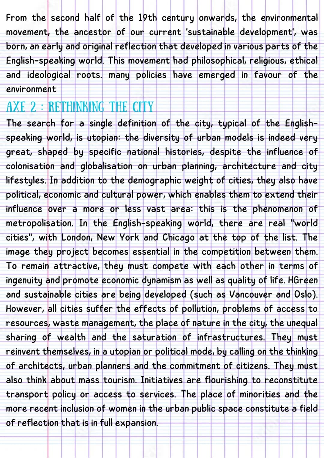 THEME 2 ENVIRONNEMENTS EN MUTATION AMC
SUMMARY
In a context of globalisation, climate change and energy transition, the
English-speaking wor