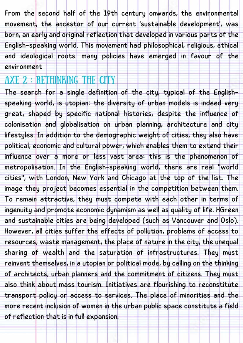 THEME 2 ENVIRONNEMENTS EN MUTATION AMC
SUMMARY
In a context of globalisation, climate change and energy transition, the
English-speaking wor
