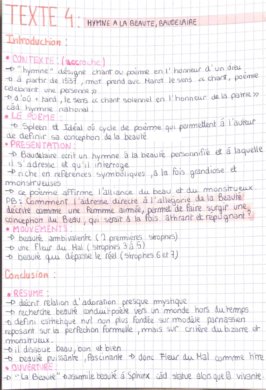 TEXTE 4:
Introduction
CONTEXTE (accroche)
→"hymne" désigne chant ou poème en l'honneur d'un dieu
- a partir de 1537, mot prend ave Marot le 