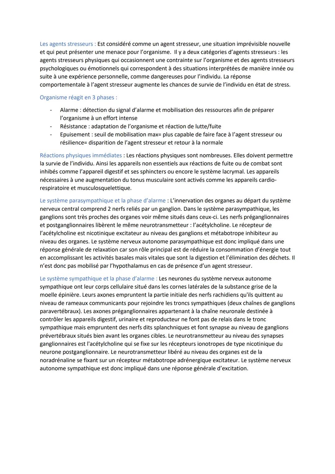 Les agents stresseurs: Est considéré comme un agent stresseur, une situation imprévisible nouvelle
et qui peut présenter une menace pour l'o