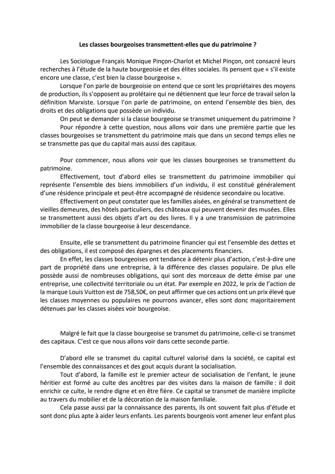 Les classes bourgeoises transmettent-elles que du patrimoine ?
Les Sociologue Français Monique Pinçon-Charlot et Michel Pinçon, ont consacré