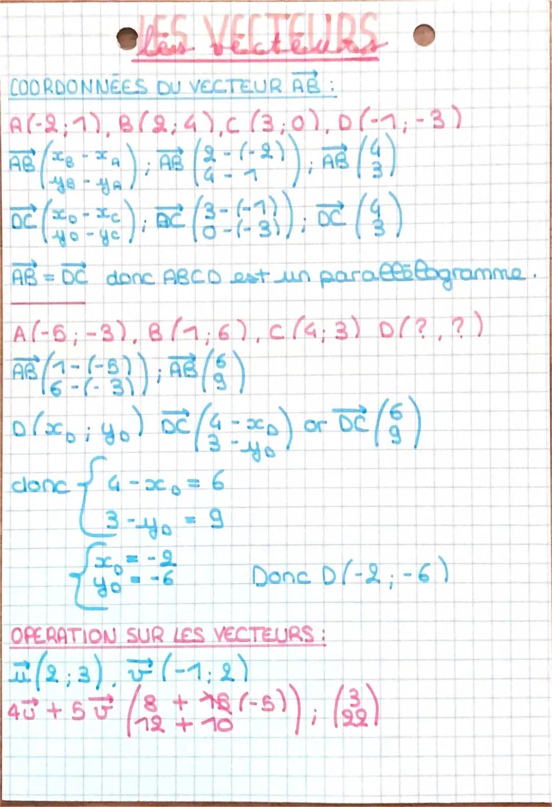 Des coordonnées aux vecteurs 