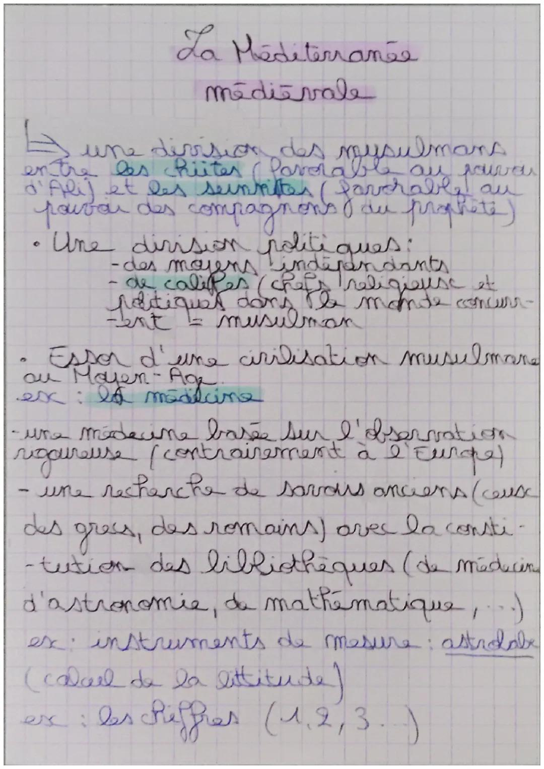 # La Méditerranée
Medievale

Au Moyen-Aga trois civilisations
se develoquent autour de la Mediterran

-l'Occident chrêtion
-
l'empire byzant
