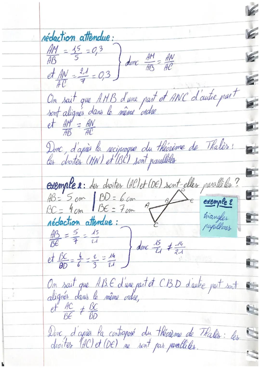 RECIPROQUES set : contraposées
· de Pythagore.
exemple: soit ABC un triangle tel que AB = 4,8 cm
BC = 8cm et Al = 6,4 cm
nédaction attendue: