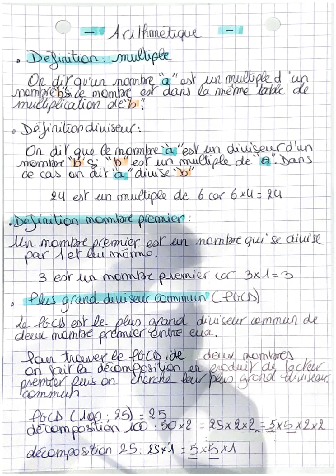 Arithmétique -1
-
Definition multiple
On dir qu'un nombre "a" est un multipled un
nombrebiside membre est dans la même table de
multiplicati