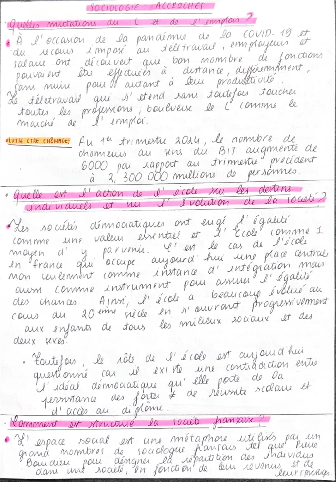 SOCIOLOGIE
•quelles mutations
ACCROCHES
du
し
et
de
I emplois ?
A l'occasion de la pandémie de la COVID- 19 et
imposé au
-du
recours
salarie 
