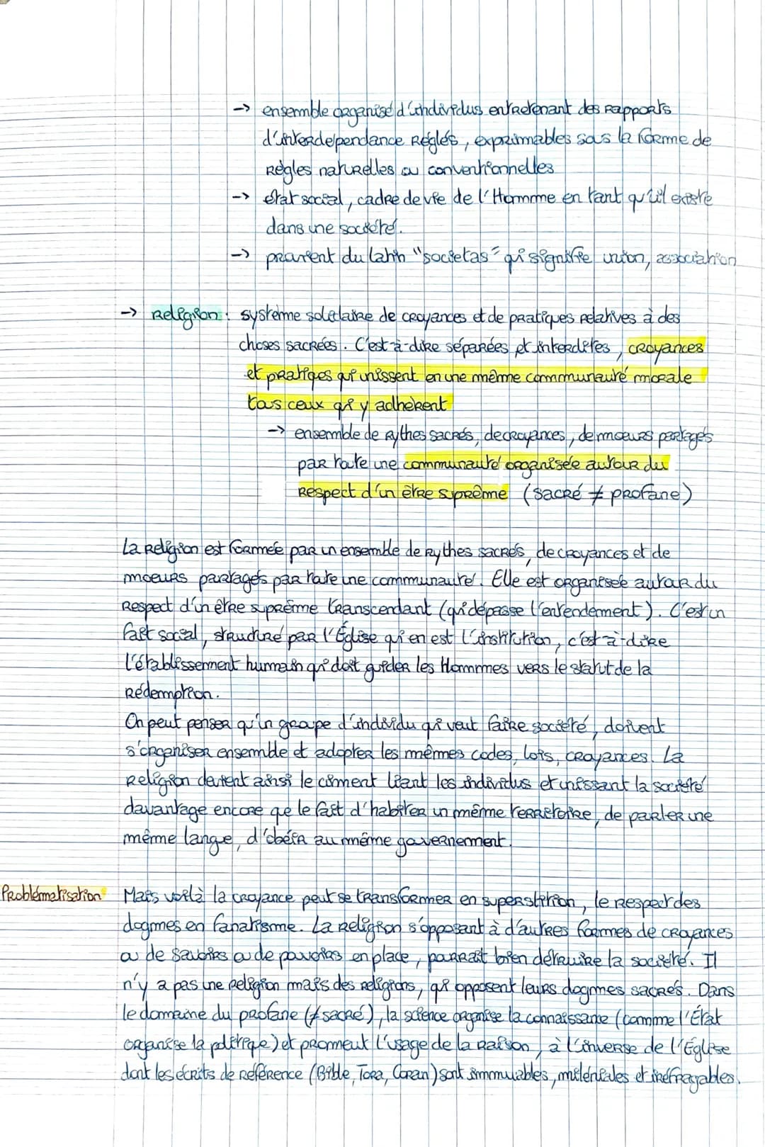 Amorce
La Religion
-> Une société peut-elle se passer de Religion ?
->La Révolution Française
explication =
Notiton 7 =
la Religion est obsc