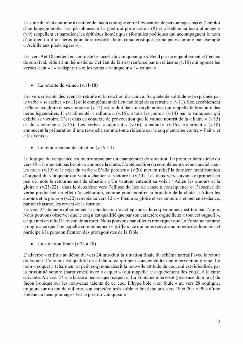 La Fontaine, Fables, livres VII à XI (1678)
Imagination et pensée au XVIIe siècle
Lecture linéaire 7
La Fontaine, Fables, « Les Deux Coqs » 
